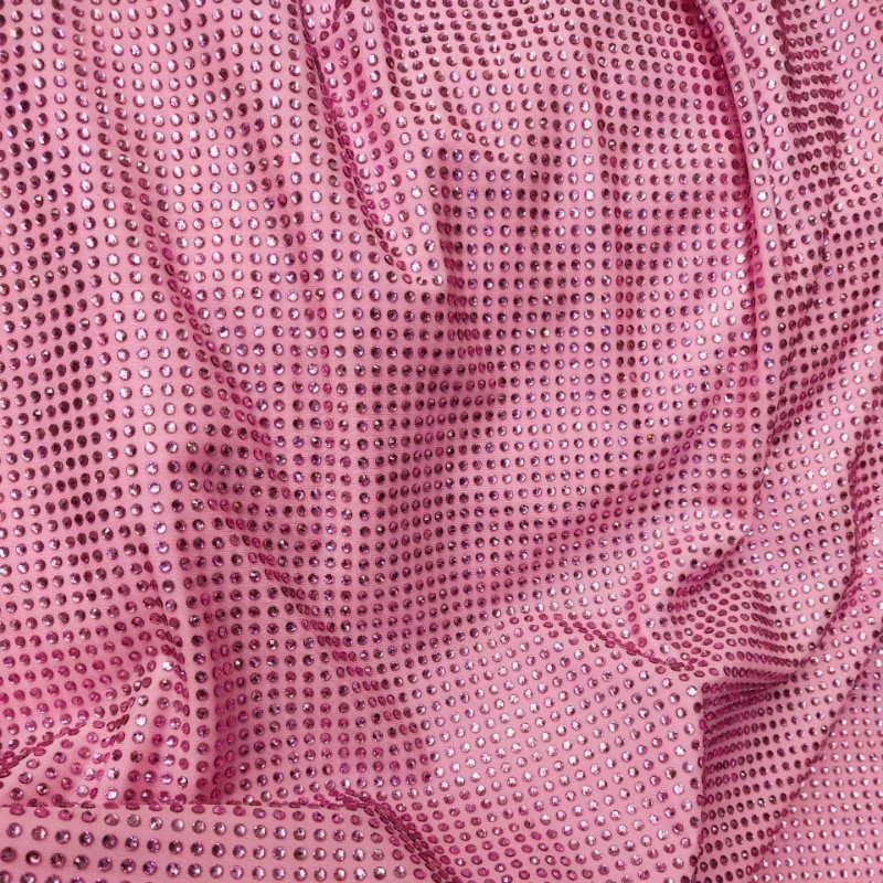 Fashion SS10 Rhinestones Full Translucent Crystals Elastic Clothing Fabric for Women Custom Skirts