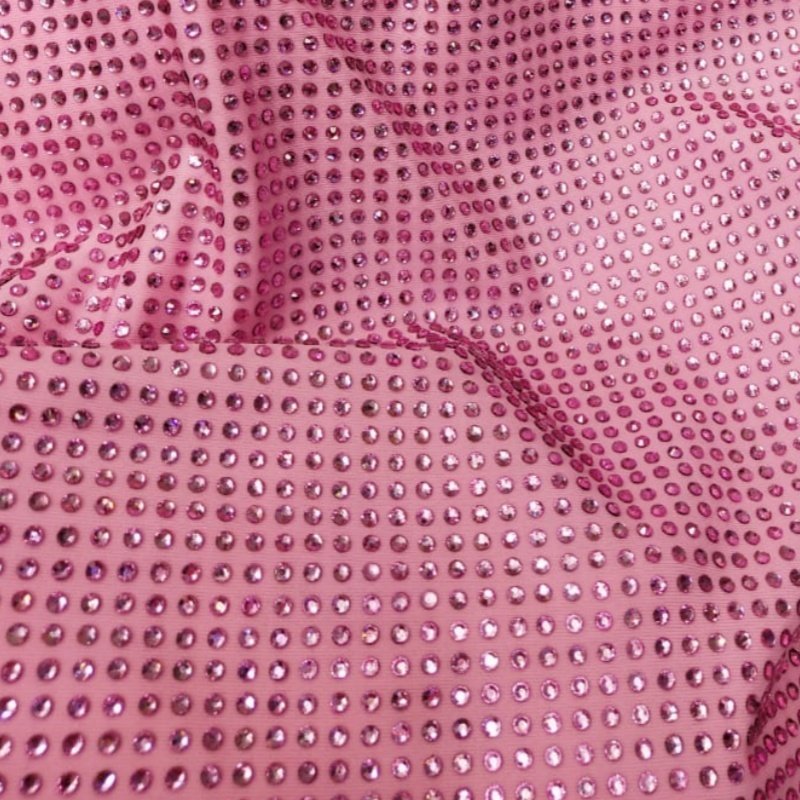 Fashion SS10 Rhinestones Full Translucent Crystals Elastic Clothing Fabric for Women Custom Skirts
