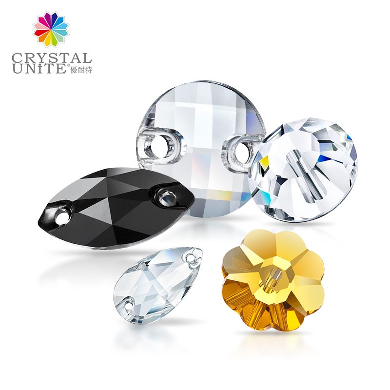 Lead Free Glass Machine Cut Sew-on Stone Loch Sewing Rhinestone Bead Bling Strass Round Shape With Center Hole
