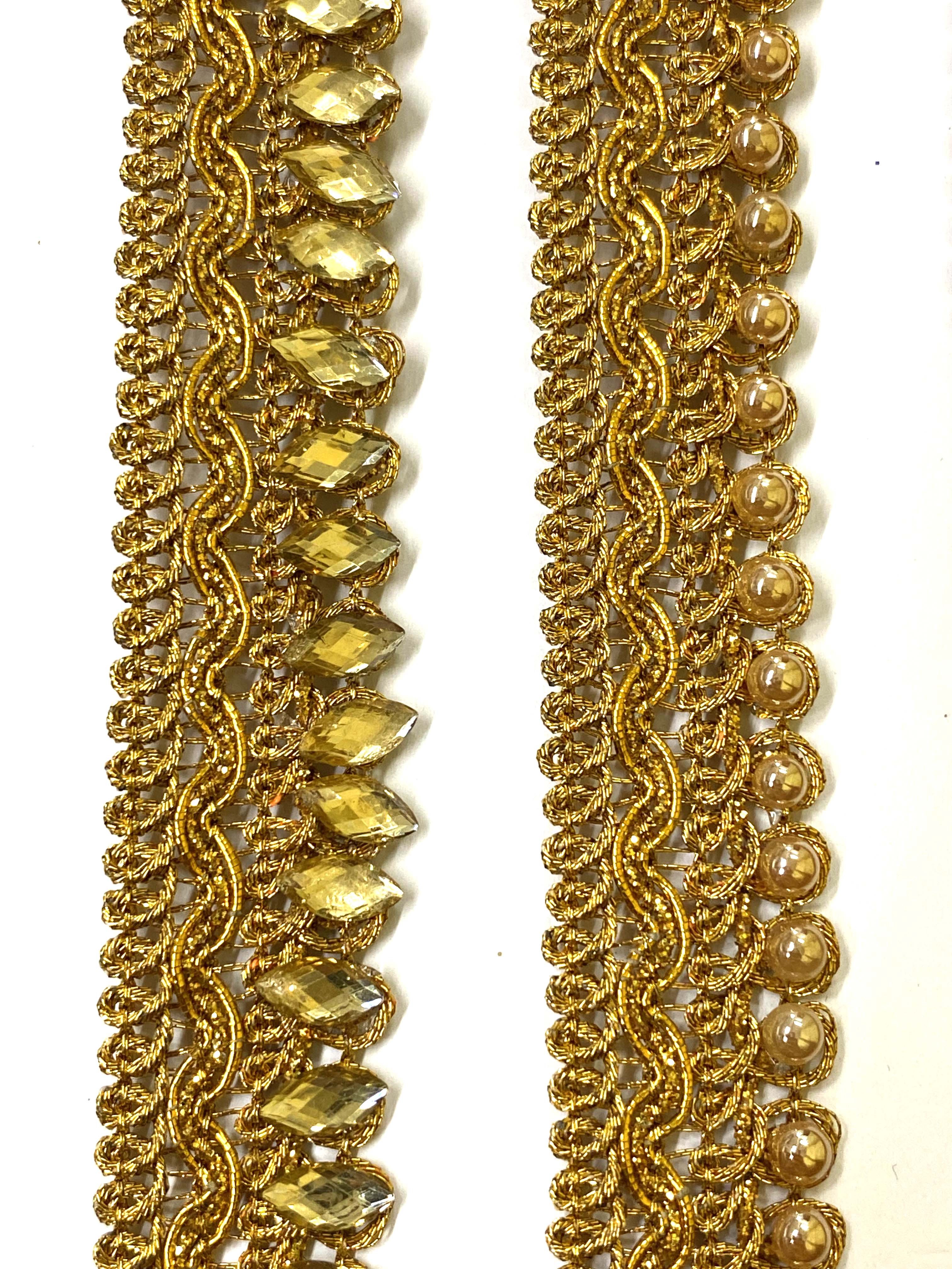 Rhinestone Hotfix Crystal Beads Lace Trim Embroidery 1.25" For Wedding Decorations Gift Box And Fancy Umbrella
