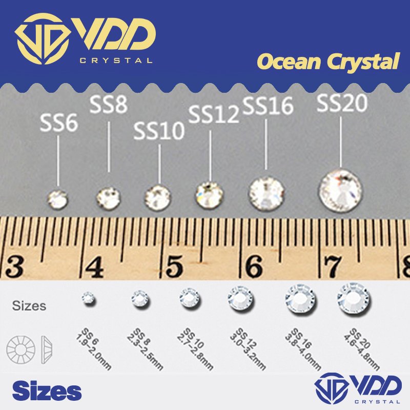 VDD New Color SS6-SS20 Mix Size High Quality Glass Rhinestone Crystal Flatback Glitter Stone Nail Art Accessories DIY Decoration