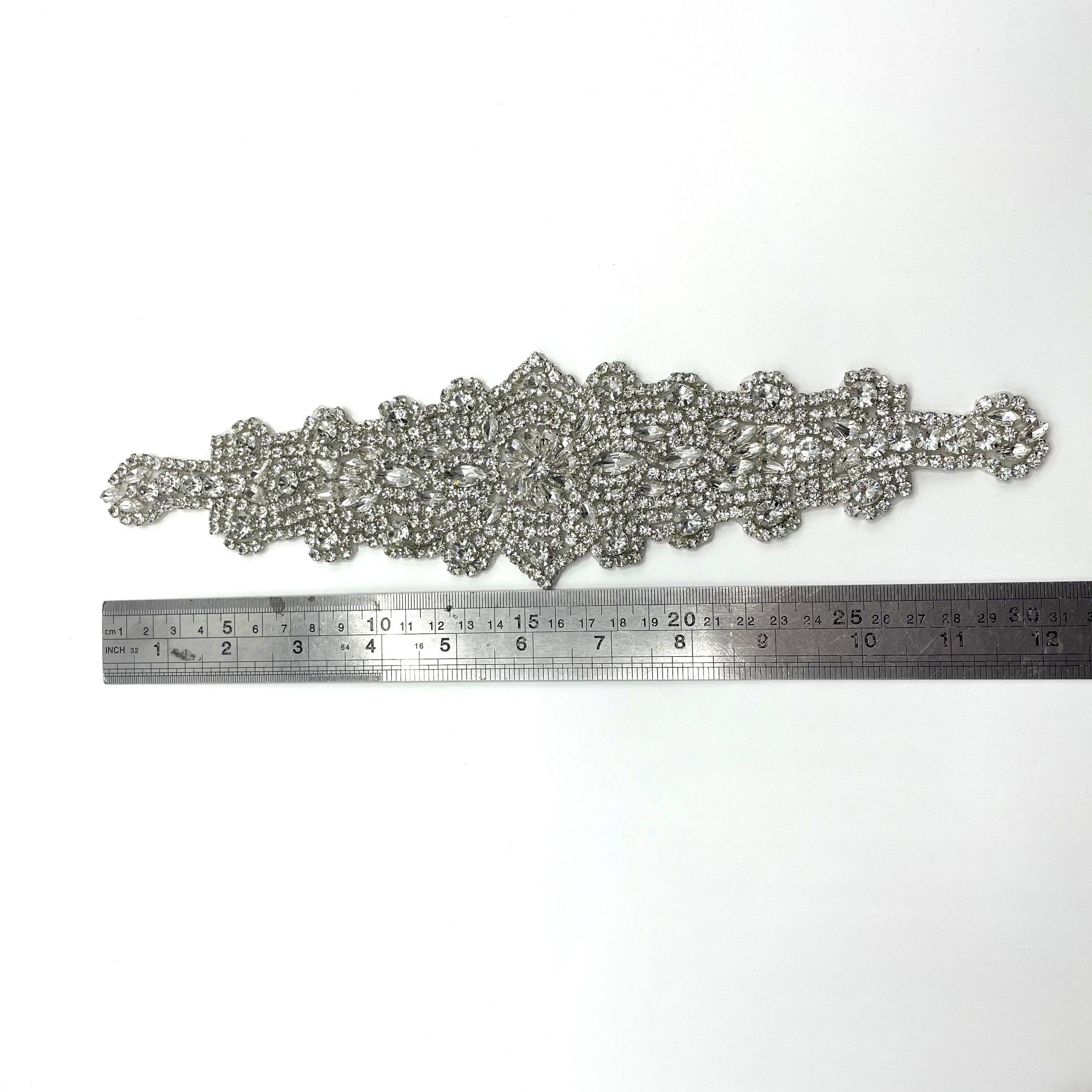 Decorative Embroidery Patch Wholesale Embellishment Hot Fix Bridal Rhinestone Applique