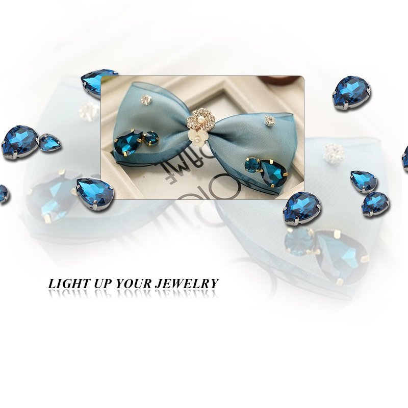 Drop Shape Around Lase Stone Colors Lace Edge 4 Claw Matel Base Sewing Rhinestone for Garment Decoration Design