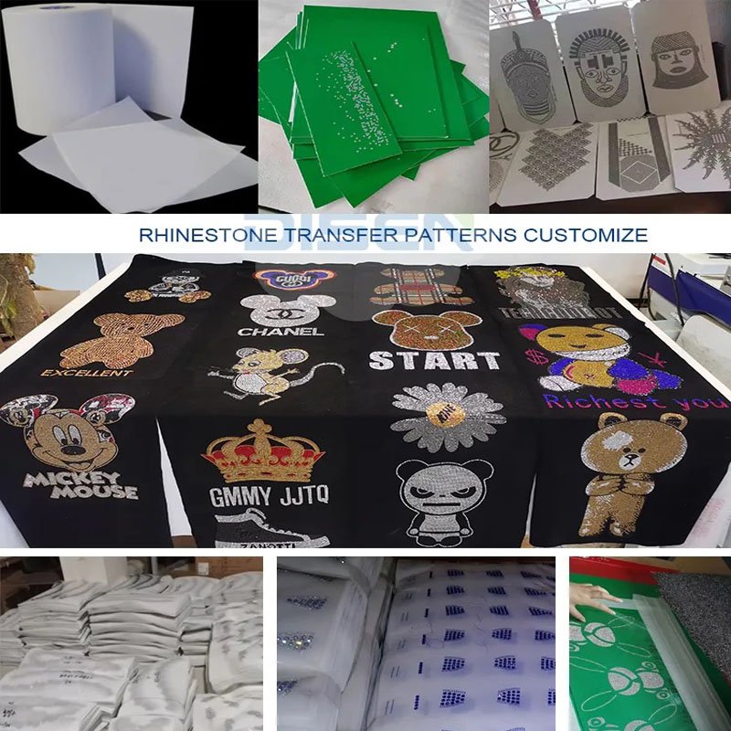 Custom Design Heat Transfer Hotfix Rhinestone Motif Template Pattern Model Wooden PVC Plastic Cutting Board Cardboard