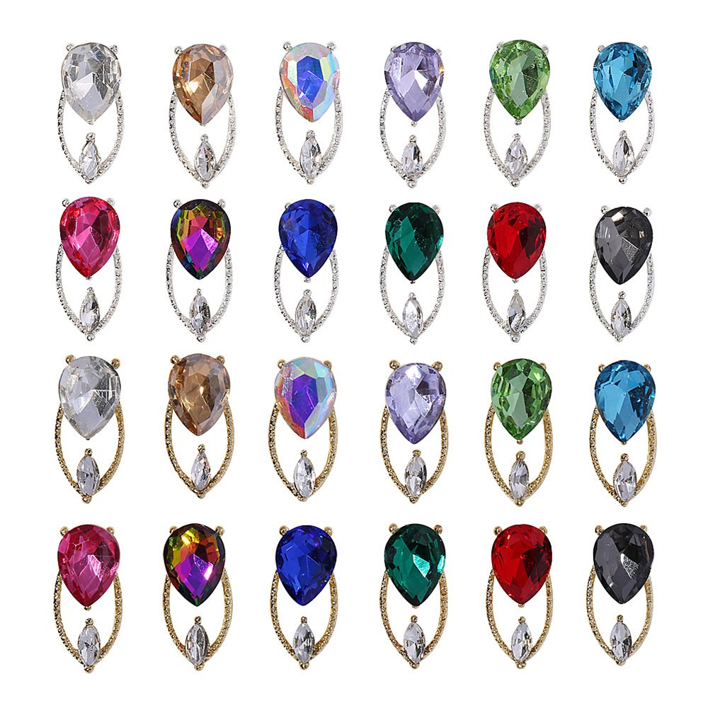 Nail Art Charms With Water Drop Shape Rhinestones 3D Alloy Accessories Retro Nail Jewelry For Girls Nail DIY Crafts Decoration