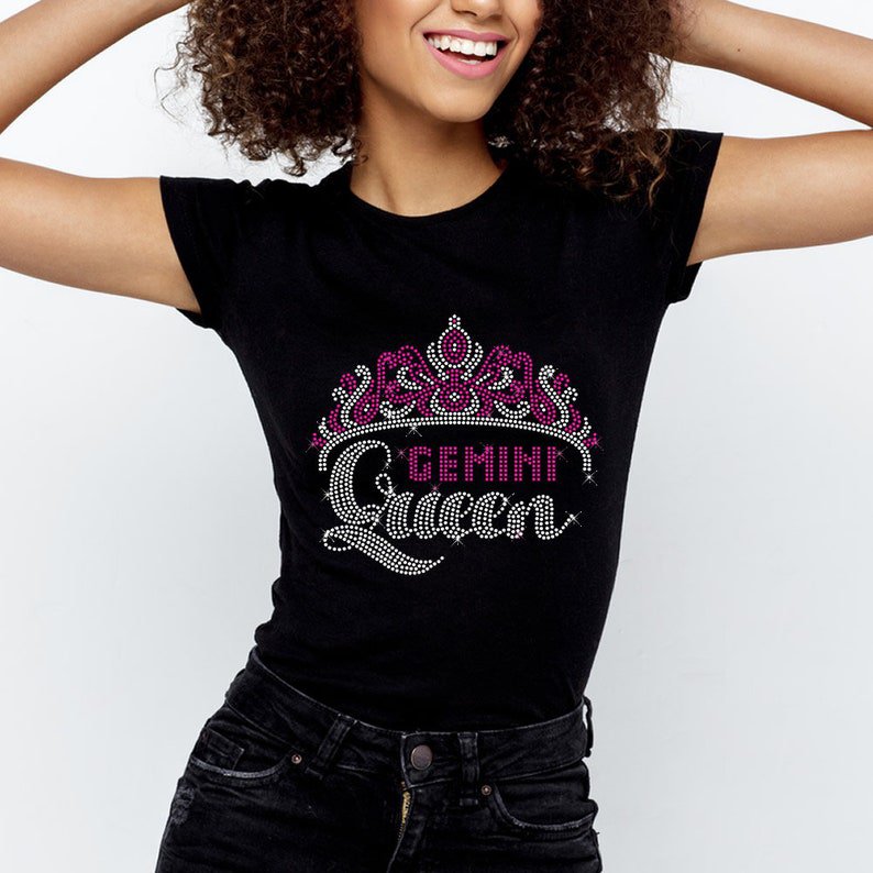 Custom Bling Stones Motif Birthday Queen Rhinestone Heat Press Transfer Designs