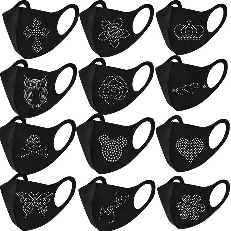 3D Mouth heart love skull Hotfix Diamond Shape Crystal AB Rhinestone heat press transfer motif sticker