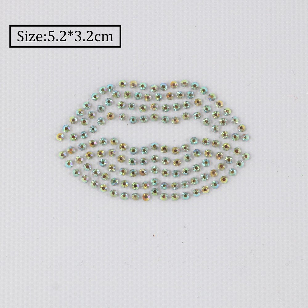 3D Mouth heart love skull Hotfix Diamond Shape Crystal AB Rhinestone heat press transfer motif sticker