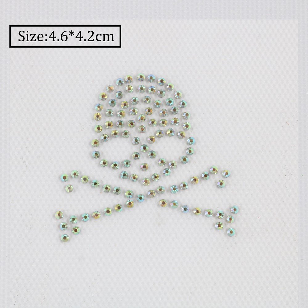 3D Mouth heart love skull Hotfix Diamond Shape Crystal AB Rhinestone heat press transfer motif sticker
