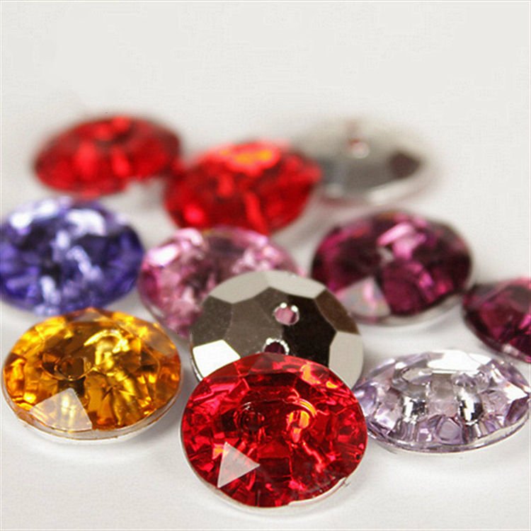 Custom Shape Size Color Clothes Decoration Round Acrylic Flat Back Rhinestone Crystal Diamond Shirt Button