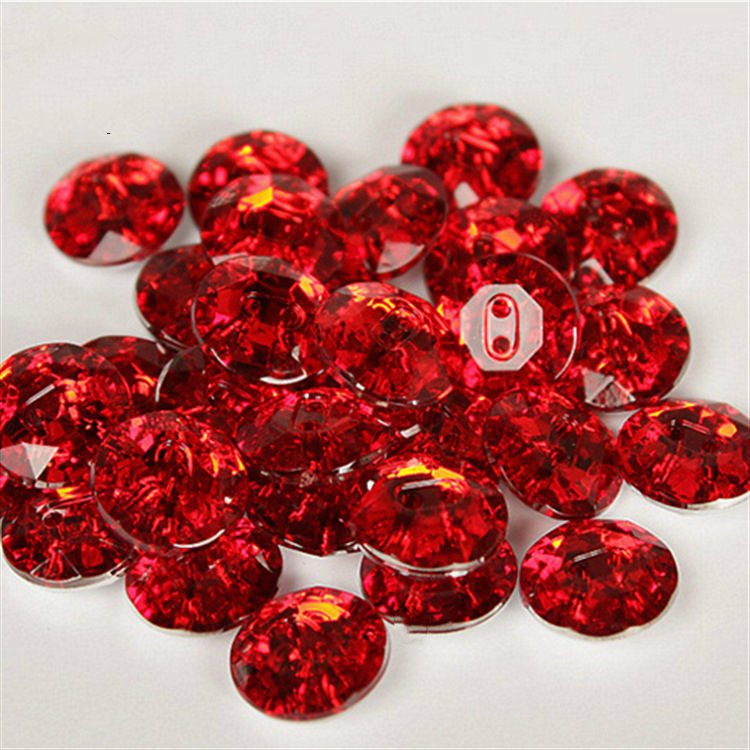 Custom Shape Size Color Clothes Decoration Round Acrylic Flat Back Rhinestone Crystal Diamond Shirt Button