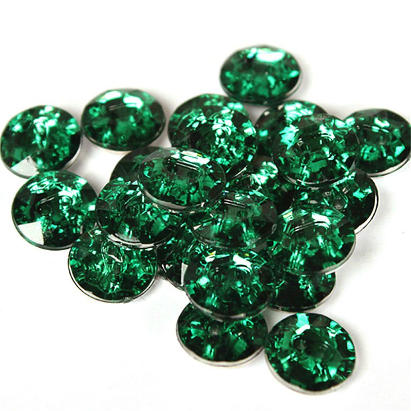 Custom Shape Size Color Clothes Decoration Round Acrylic Flat Back Rhinestone Crystal Diamond Shirt Button