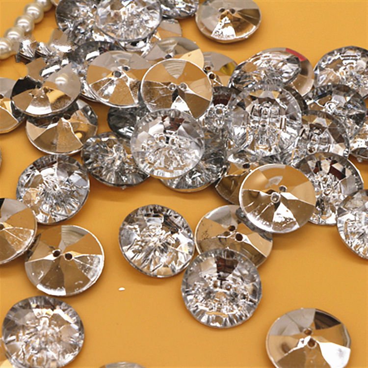 Custom Shape Size Color Clothes Decoration Round Acrylic Flat Back Rhinestone Crystal Diamond Shirt Button
