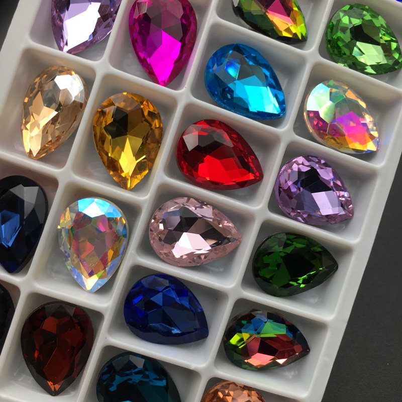 Factory Wholesale Glass Point Back Drop Shape Rhinestone Nail Art Supplies Jewelry Artwork Crystal Rhinestones