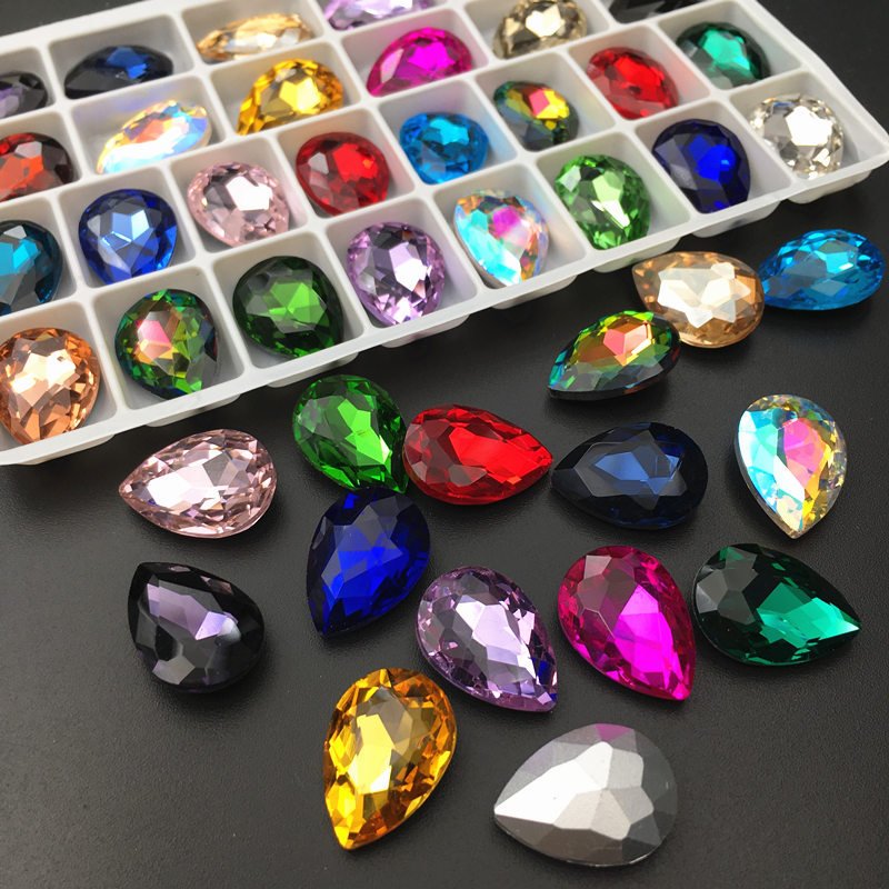 Factory Wholesale Glass Point Back Drop Shape Rhinestone Nail Art Supplies Jewelry Artwork Crystal Rhinestones