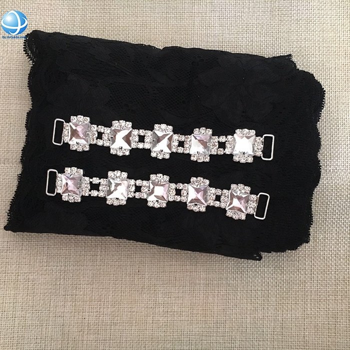 Durable Silver crystal rhinestone connector for bikini competition suit swimwear