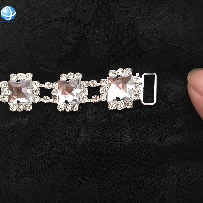 Durable Silver crystal rhinestone connector for bikini competition suit swimwear