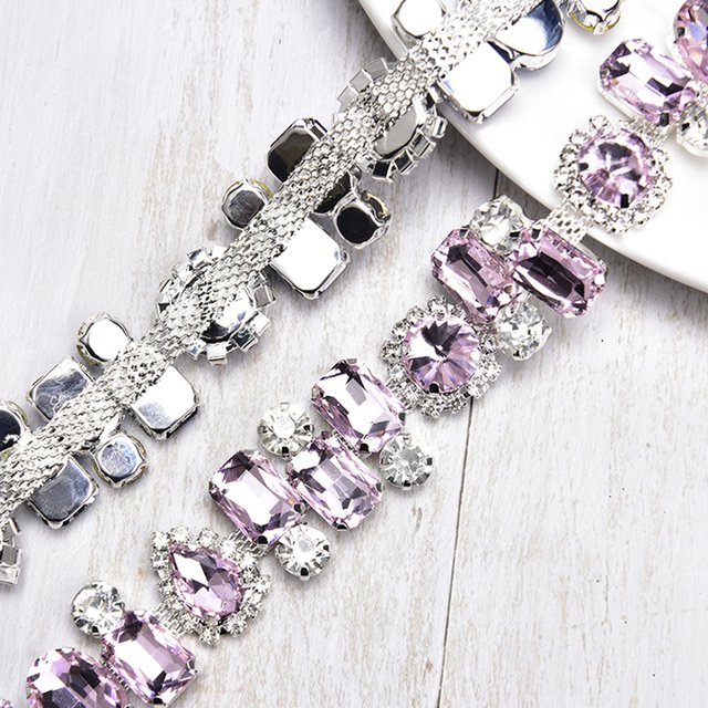 New Design Rhinestone Chain Colorful gold crystal flower rhinestone trim for garment accessories
