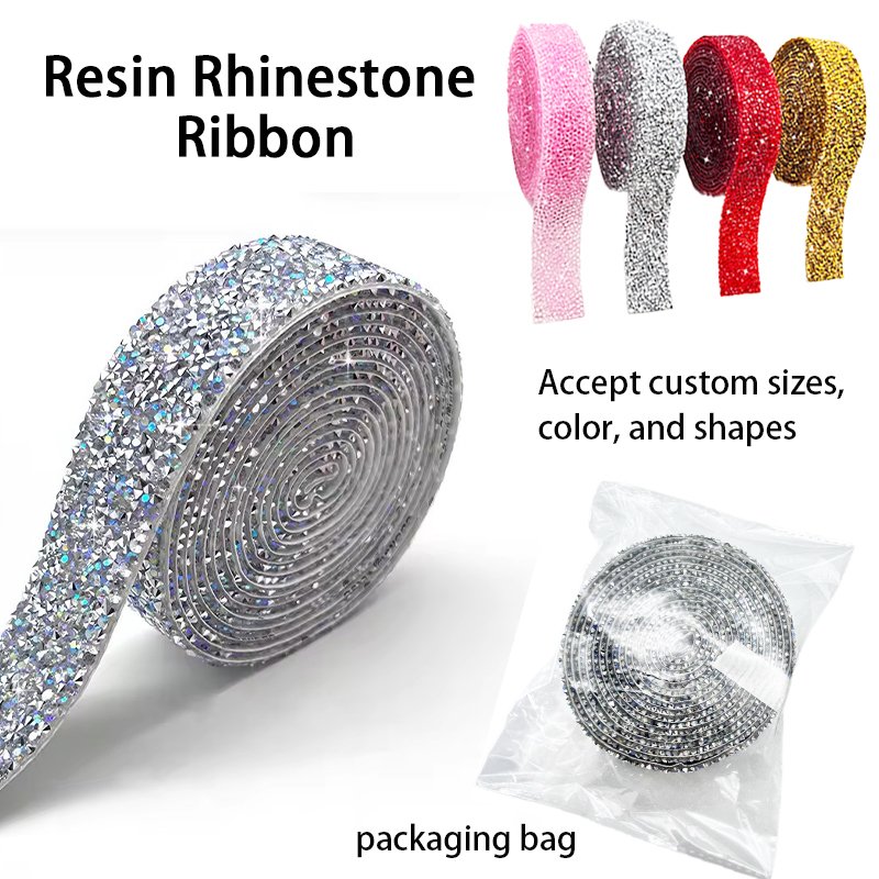 Wholesale Self-Adhesive Resin Mesh Strips with Hotfix Rhinestone Lace Trims Ribbons sticker Clothing Shoes Bags Accessories