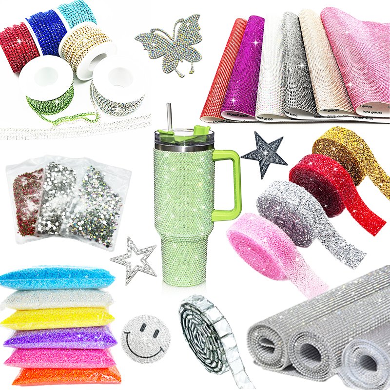 Wholesale Self-Adhesive Resin Mesh Strips with Hotfix Rhinestone Lace Trims Ribbons sticker Clothing Shoes Bags Accessories