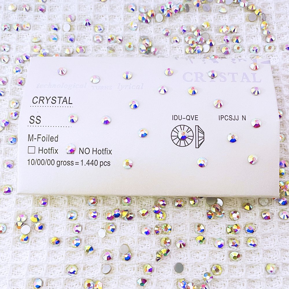 Yantuo Ab Colors Flat Back Stones for Nail Art Decoration High Quality Glass Non Hot Fix 2080 Rhinestone Crystal 2 Bag Lead Free