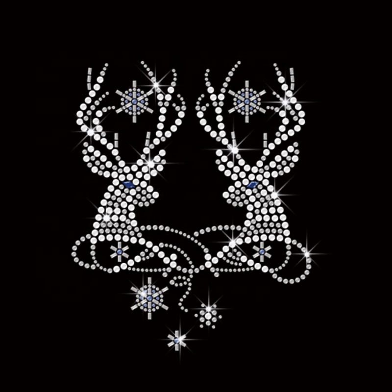 Custom Rhinestone Merry Christmas Santa Deer Tree Rhinestone Bling Iron on Rhinestone Transfer
