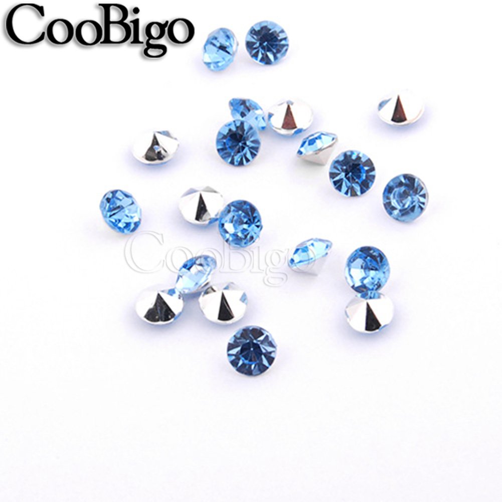 Crystal Rhinestones Acrylic Gem Stone Round Pointed Beads Jewelry Shoe Bag Garment Decor DIY Craft Accessories Colorful 7mm