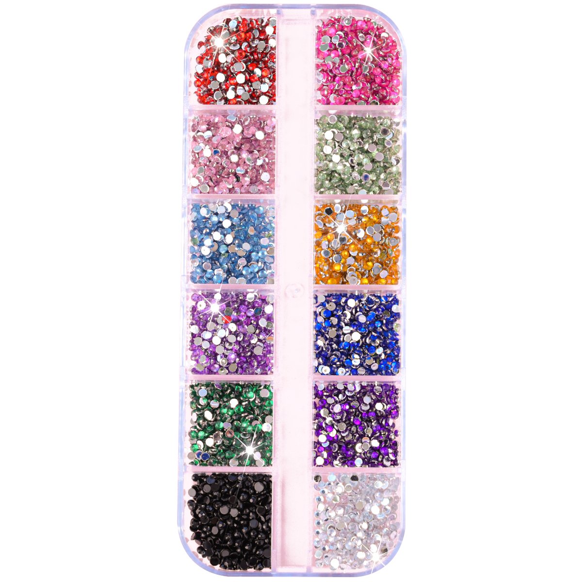 12 Grids/Box Colorful Crystals Nail Art Rhinestones Acrylic Nail Stones Flat Back DIY Shiny Stone Tips 3D Nails Art Decorations