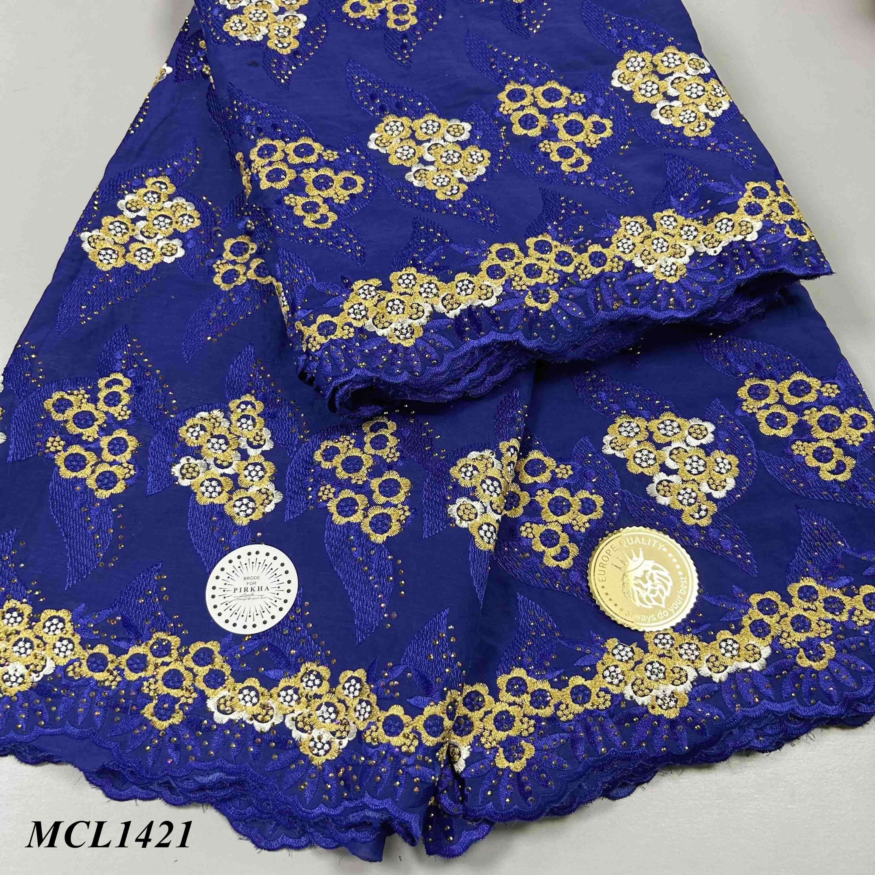 Cotton Swiss Voile Lace African Embroidered Lace 2024 Latest Design Fabric with rhinestones for Women dress Sew