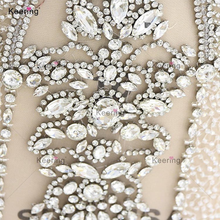 WDP-030 Keering high end beautiful appliques decorated fashion rhinestone applique for club party dress