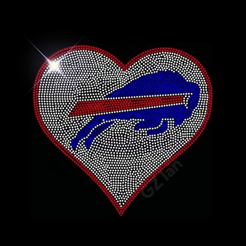Buffalo Mafia Patch Custom Rhinestones Transfer Bills NFL Football Team Motif Hot-fix Iron On Rhinestone Transfer for Shirt