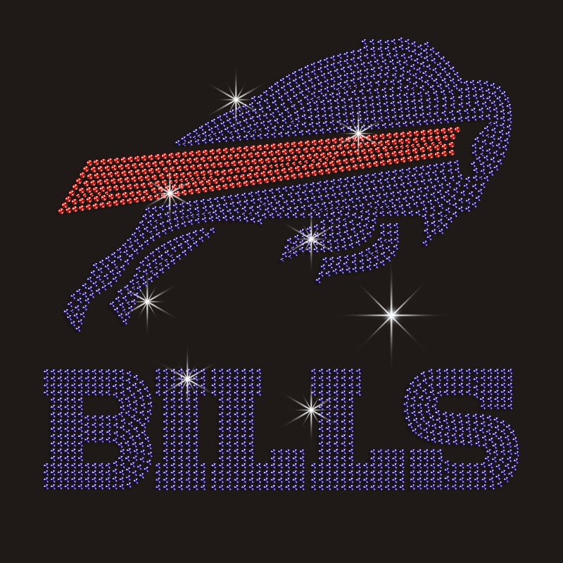 Buffalo Mafia Patch Custom Rhinestones Transfer Bills NFL Football Team Motif Hot-fix Iron On Rhinestone Transfer for Shirt