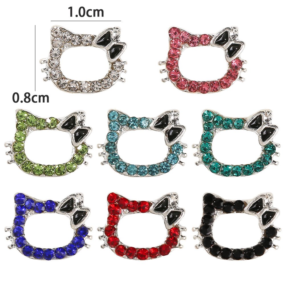 3D Kawaii Cat HK Nail Art Decorations nail Charms Alloy Nail Jewelry Rhinestones