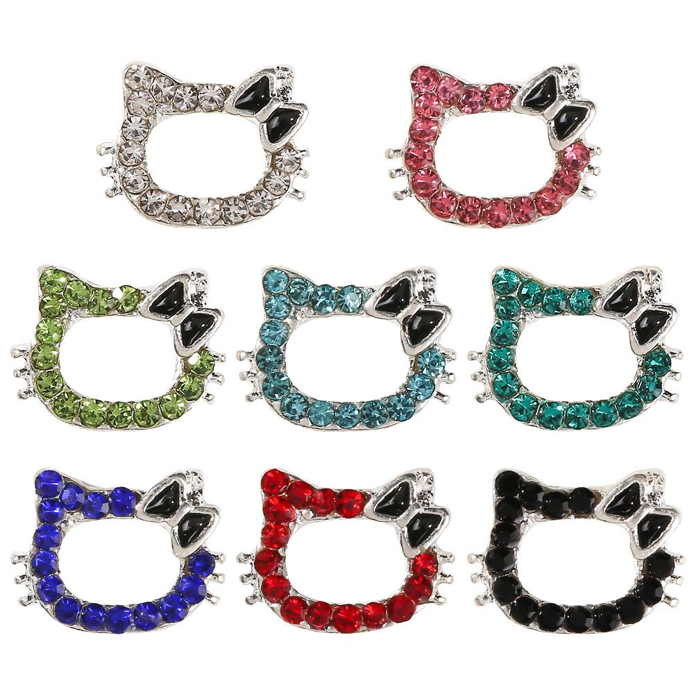 3D Kawaii Cat HK Nail Art Decorations nail Charms Alloy Nail Jewelry Rhinestones