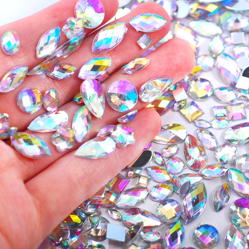 Shapes AB Rhinestones 3D Gems of Mixed DIY Non-heat Repair Flat Back Acrylic ACRYL Watch Rhinestones Crystal Rhinestones Glue on