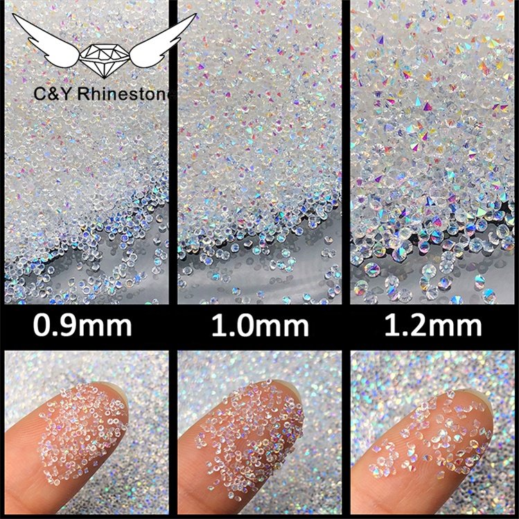 CY High Quality 1MM Mini Tiny Micro Crystal AB Nail Stones Rhinestones Pixie Dust Rhinestone