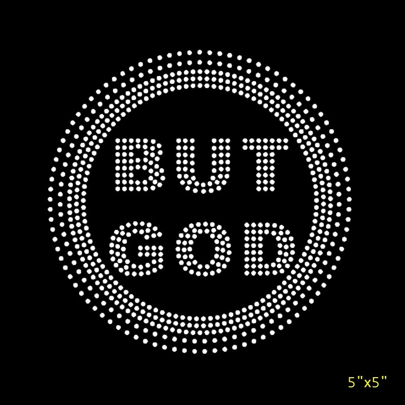 8 Patterns New Arrival Big Size and Small Size But God Inside Circle Religious Hotfix Rhinestone Iron On Transfer Design