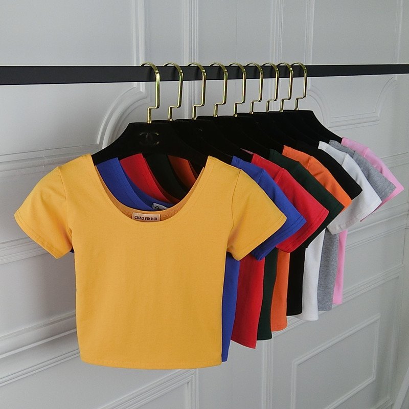 Wholesale Summer High Quality Slim Fit Cotton T Shirt Rhinestone Logo Custom Women'S T-Shirt Plain T Shirts Women Crop Top Shirt