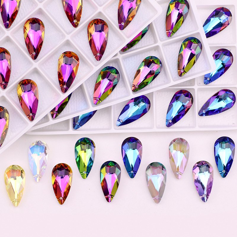 Rhinestone Teardrop Fancy Stones Single Hole Point Back Rhinestones for Jewelry Accessories Lan Guang Wholesale Sew on Glass