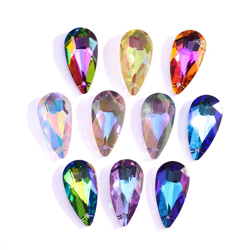 Rhinestone Teardrop Fancy Stones Single Hole Point Back Rhinestones for Jewelry Accessories Lan Guang Wholesale Sew on Glass