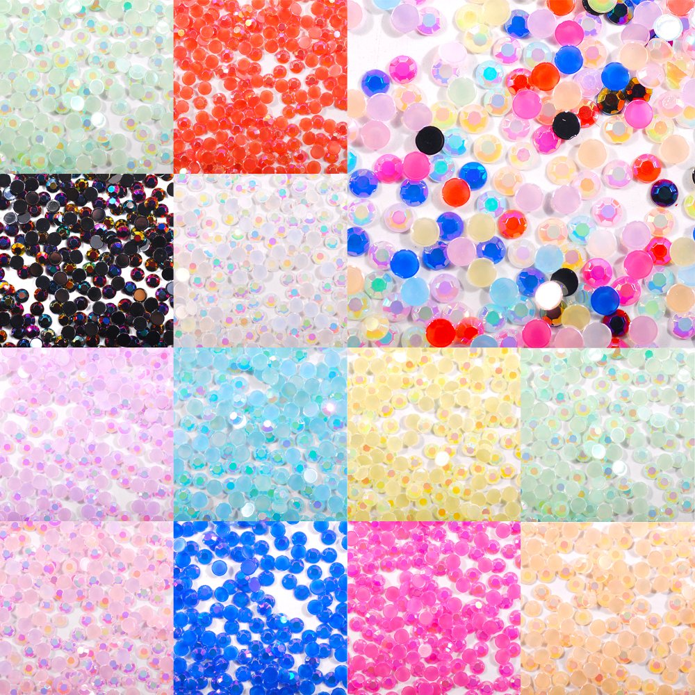 DIY Decoration Strass Applique Rhinestones Wholesale Rhinestone Resin Flat Back Jelly AB Color Art 1.5~8.0 Mm 11 Colors