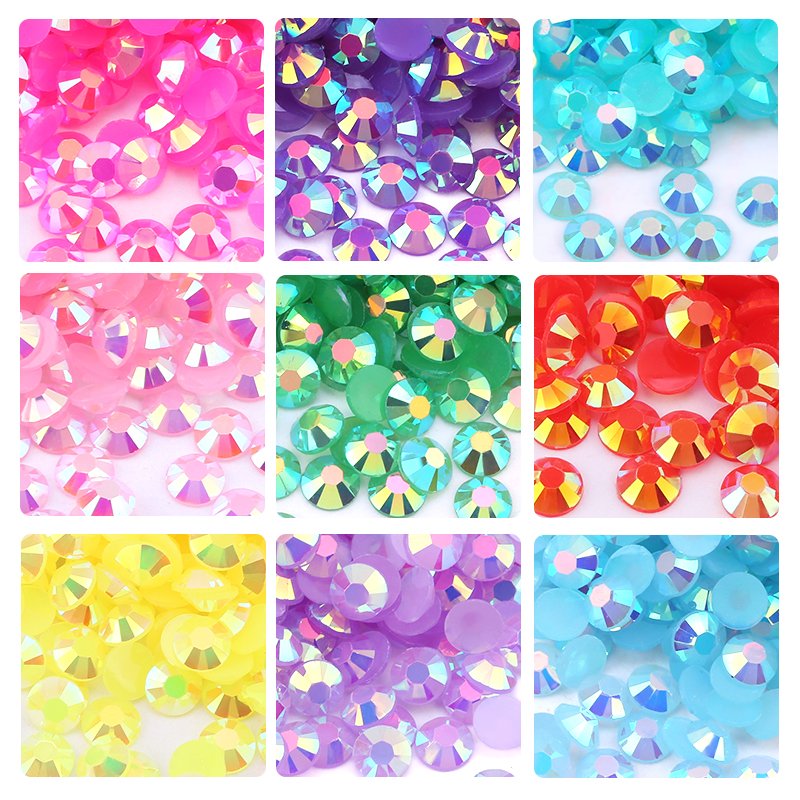 Qiao 4mm 19200pcs Mixed Colors Crystal Candy Stone Resin Clear Ab Rhinestones Flat Back Acrylic for DIY Nail Bags Art Crafts