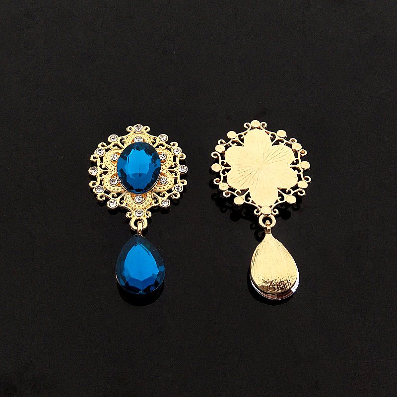 Custom Alloy Brooch Buttons Rhombic Pendant Metal Rhinestone Buttons for DIY Ornaments Clothing Decoration Accessories