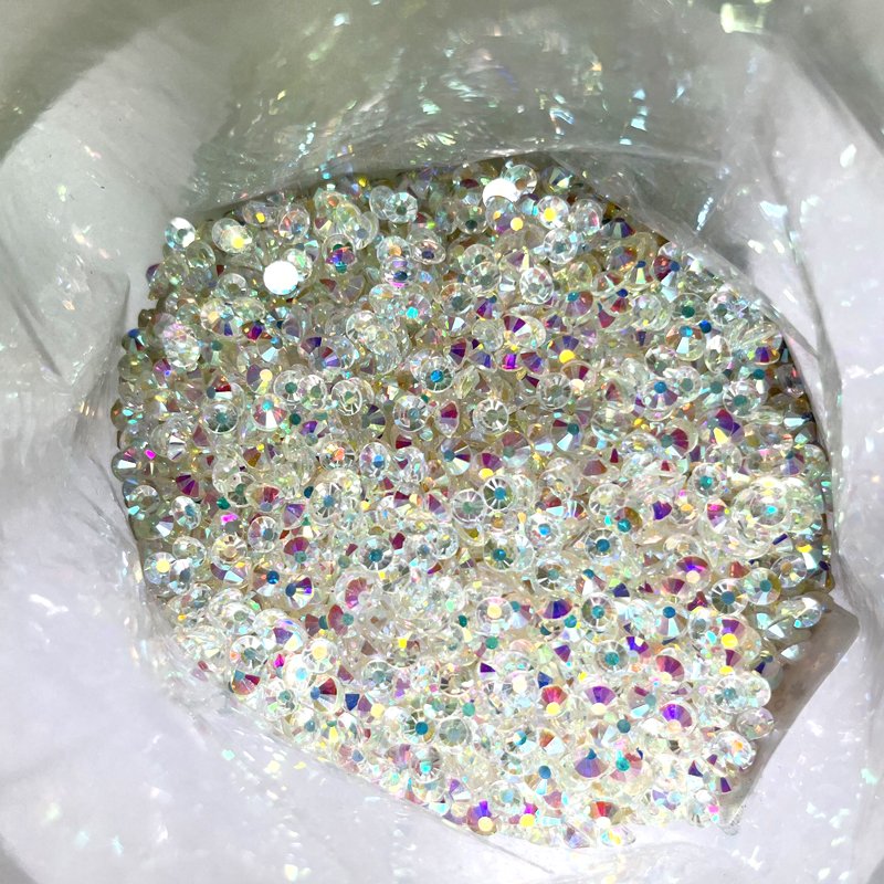Lucky rhinestone non hotfix flat back crystal for nail art rhinestones glass strass unfoiled transparent ab