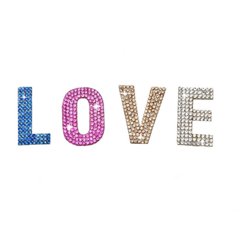 3.5cm rhinestone applique letters iron on patches rhinestone motif letter for clothing