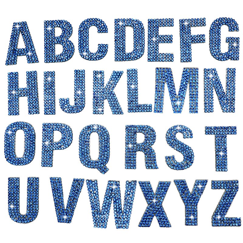 3.5cm rhinestone applique letters iron on patches rhinestone motif letter for clothing