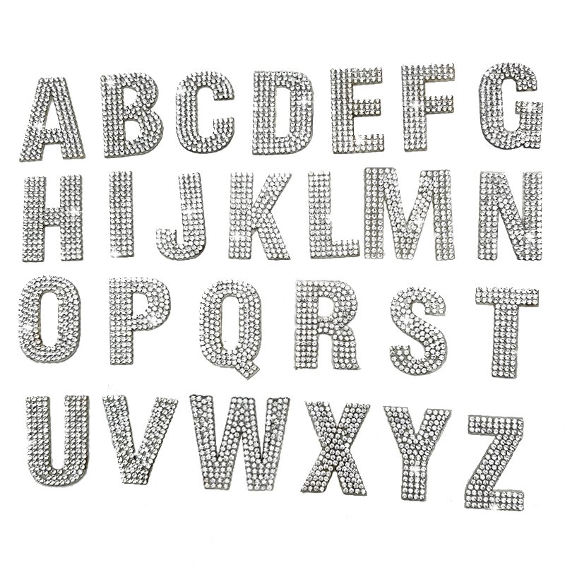 3.5cm rhinestone applique letters iron on patches rhinestone motif letter for clothing