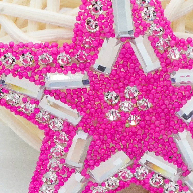 Wholesale 3 inch cheap bling strass hot fix transfer patch iron on silver black crystal rhinestones beaded patches star for hats