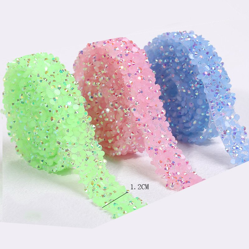 Quality 12mm Jelly colored self adhesive Rhinestones resin tape for DIY crystal Garment accessories rhinestone tumbler