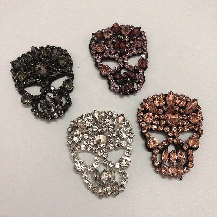 Exquisite carnival blue skull rhinestone patch decorations LT2354